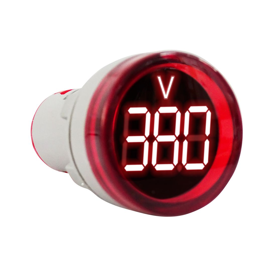 Mini Voltímetro digital LED Ø29mm. 80-500Vca. P/panel. ROJO