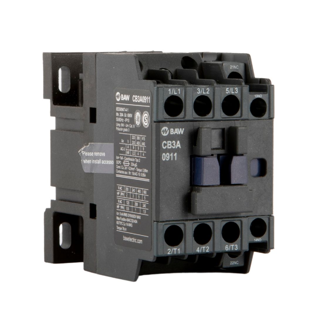 Contactor 3P. 4kW AC3 9A 1Na+1Nc Bobina 24Vca 50-60Hz