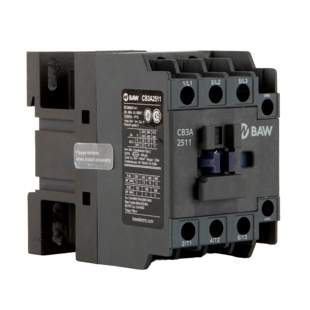 Contactor 3P. 11kW AC3 25A 1Na+1Nc Bobina 220Vca 50-60Hz