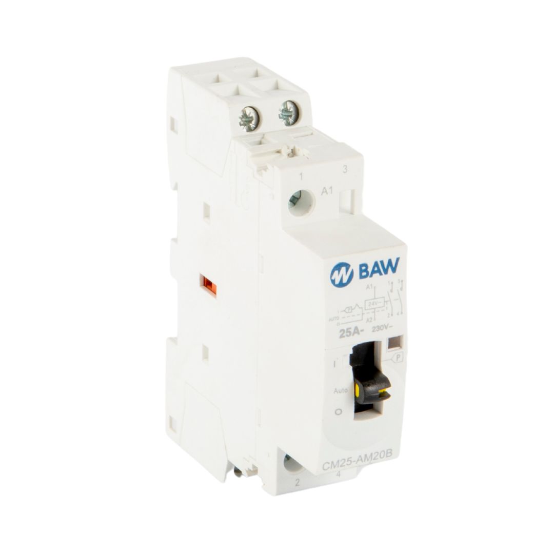 Contactor modular 2P 2NO. I-Auto-O. 230Vca 25A. Uc=24Vca.