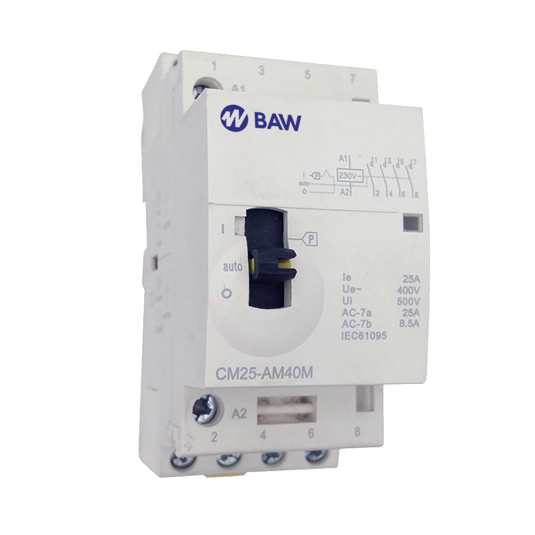 Contactor modular 4P 4NO. I-Auto-O. 230Vca 25A. Uc=220Vca.