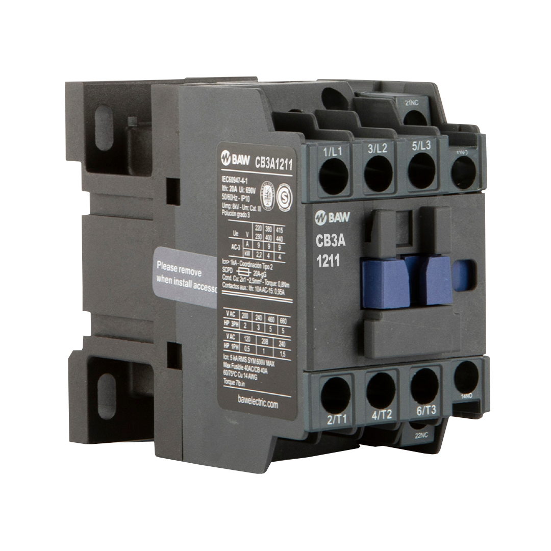 Contactor 3P. 5,5kW AC3 12A 1Na+1Nc Bobina 24Vca 50-60Hz