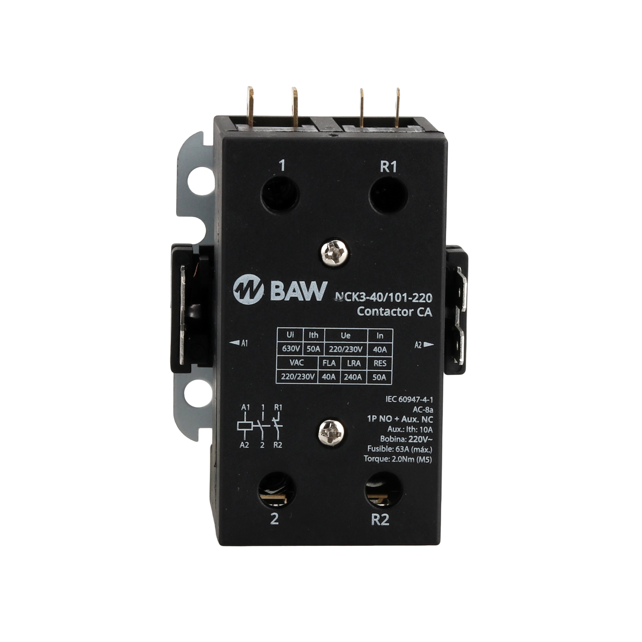 Contactor para refrigeración 40A 1P NO + 1NC bobina 220V