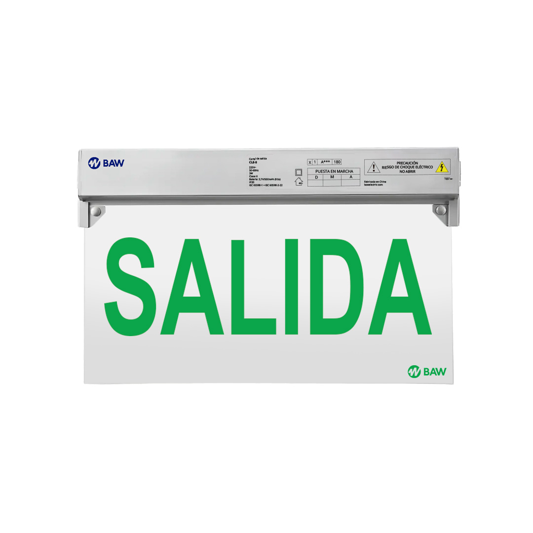 Cartel señalizador LED de emergencia SALIDA con autonomía de 3 horas