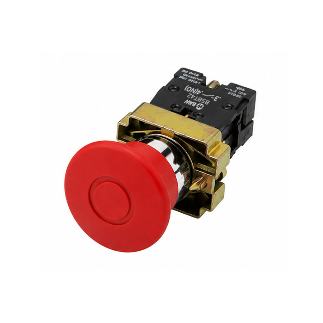 Pulsador emergencia p/tracción p/panel Ø40/22. Hongo ROJO Nc